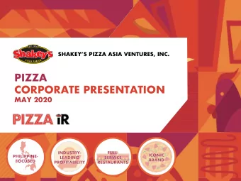 PIZZA  CORPORATE PRESENTATION  MAY 2020  Company Overview  SNAPSHOT  FULL-YEAR FINANCIALS