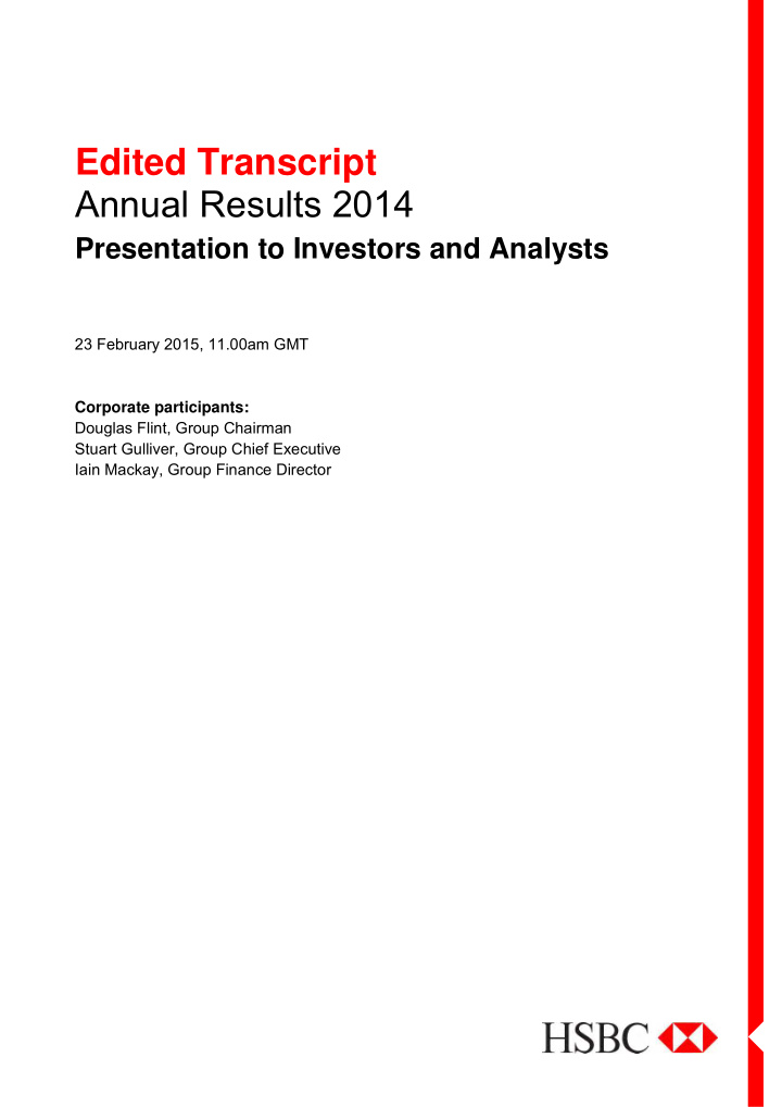 edited transcript annual results 2014 presentation to