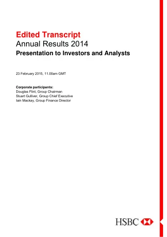 Edited Transcript  Annual Results 2014 Presentation to Investors and Analysts  23 February 2015,