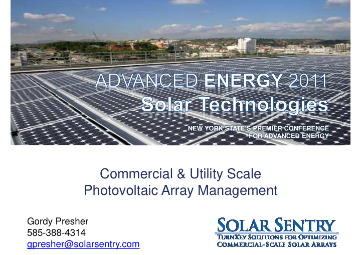 commercial utility scale photovoltaic array management