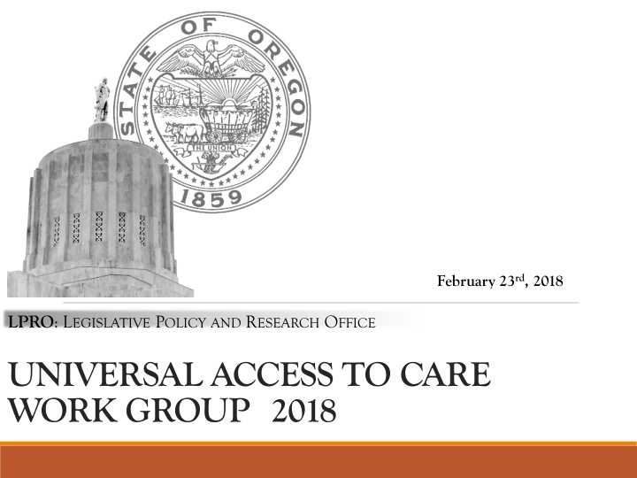universal access to care work group 2018