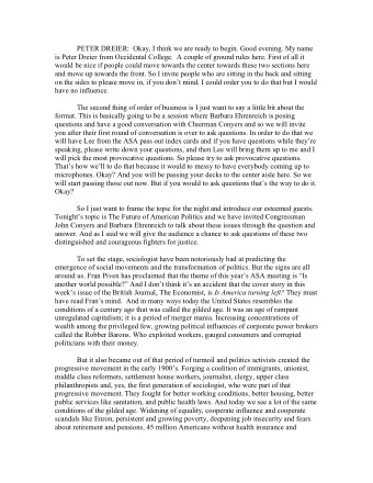 PETER DREIER:  Okay, I think we are ready to begin. Good evening. My name  is Peter Dreier from