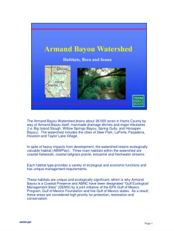 Jackie.ppt  Page 1  Coastal Tall grass prairie was Historically the dominant habitat  within this