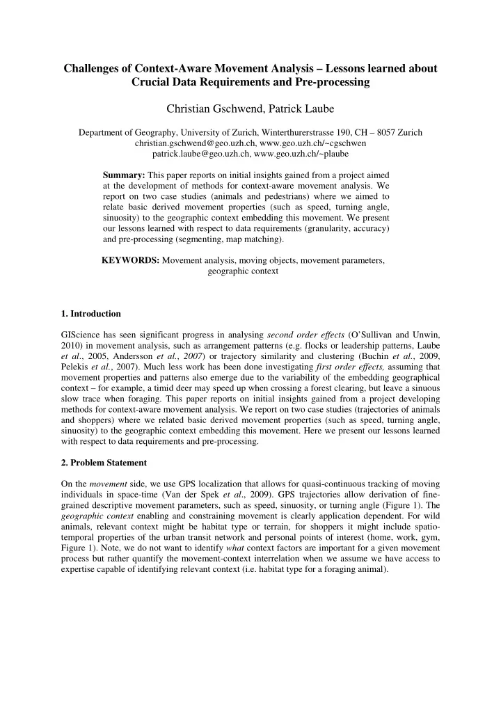 challenges of context aware movement analysis lessons