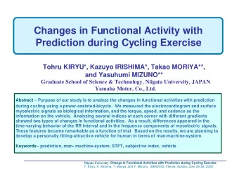 Changes in Functional Activity with  Prediction during Cycling Exercise  Tohru KIRYU*, Kazuyo