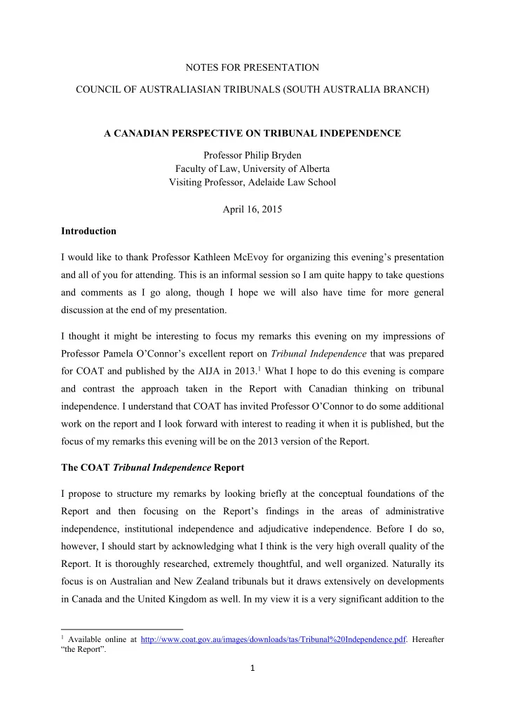 notes for presentation council of australiasian tribunals