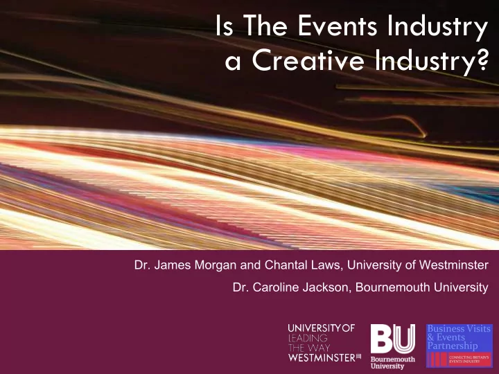 is the events industry a creative industry