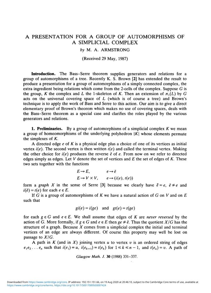 a presentation for a group of automorphisms of a