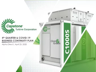 4 th QUARTER &amp; COVID-19  BUSINESS CONTINUITY PLAN  Alpha Direct| April 23, 2020  Safe Harbor