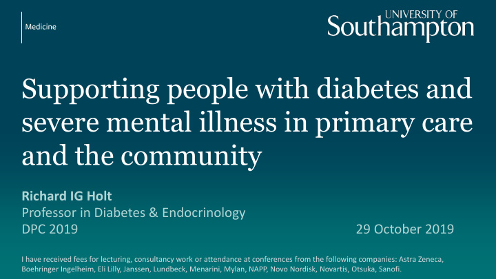 supporting people with diabetes and severe mental illness