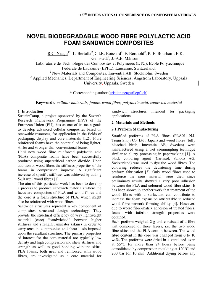 novel biodegradable wood fibre polylactic acid foam