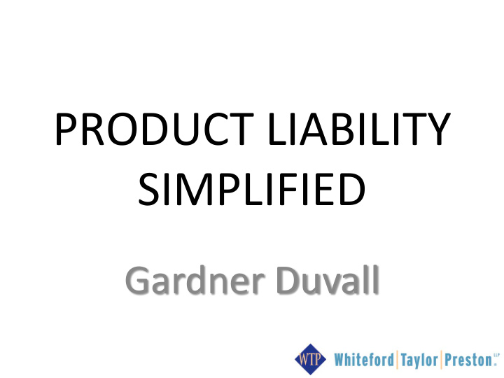 product liability simplified