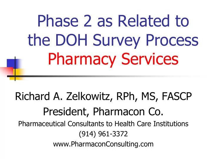 phase 2 as related to the doh survey process