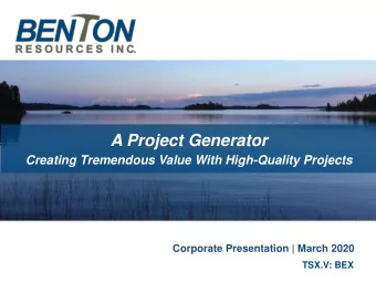 A Project Generator  Creating Tremendous Value With High-Quality Projects  Corporate Presentation |