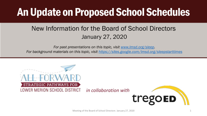 an update on proposed school schedules