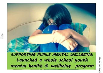 Launched  Launched a  a whole school youth  whole school youth  mental  ental health  ealth &amp;