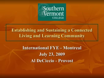 Establishing and Sustaining a Connected  Establishing and Sustaining a Connected  Living and