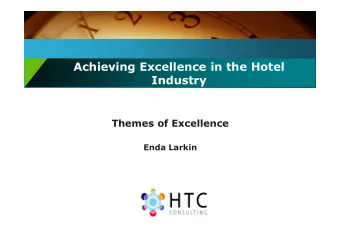 Achieving Excellence in the Hotel  Industry  Themes of Excellence  Enda Larkin  Themes of