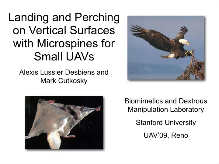 landing and perching on vertical surfaces with