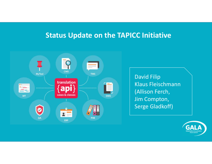status update on the tapicc initiative