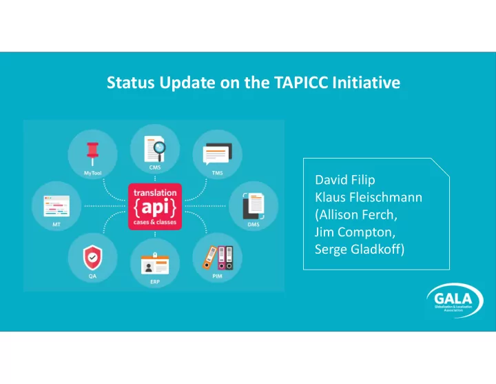 status update on the tapicc initiative