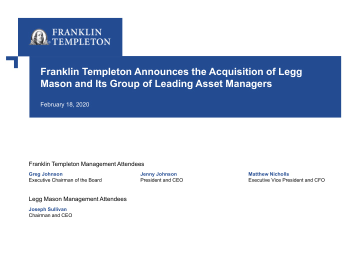 franklin templeton announces the acquisition of legg