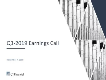 Q3-2019 Earnings Call  November 7, 2019  Important Information  This presentation contains