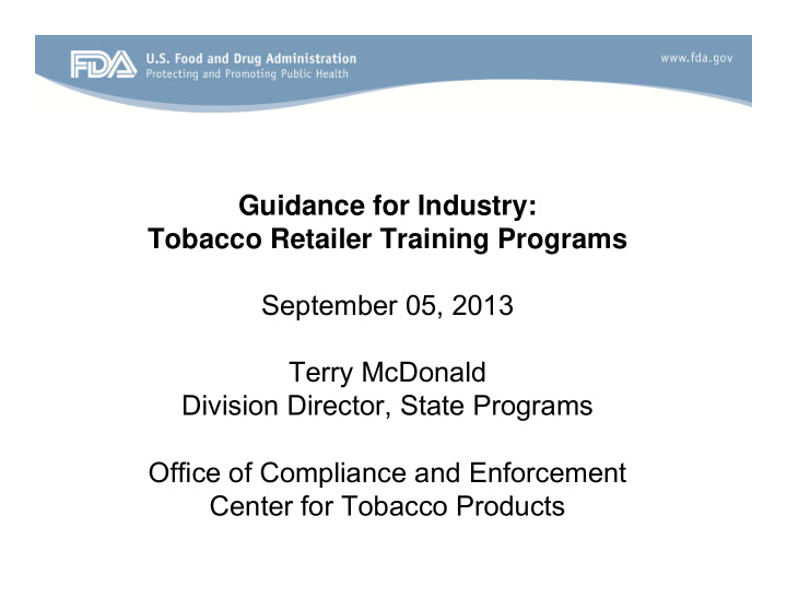 guidance for industry tobacco retailer training programs
