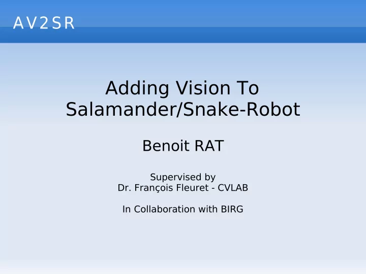 adding vision to salamander snake robot