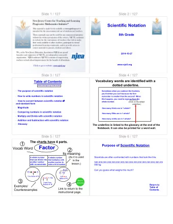 Factor  Vocab Word  2  Its meaning  (As it is used  Scientists are often confronted with numbers
