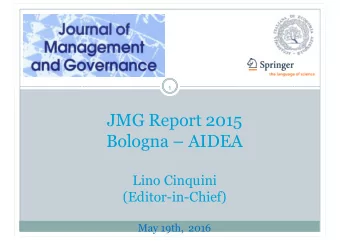 JMG Report 2015  Bologna  AIDEA  Lino Cinquini  (Editor-in-Chief)  May 19th,  2016  JMG 2015  3