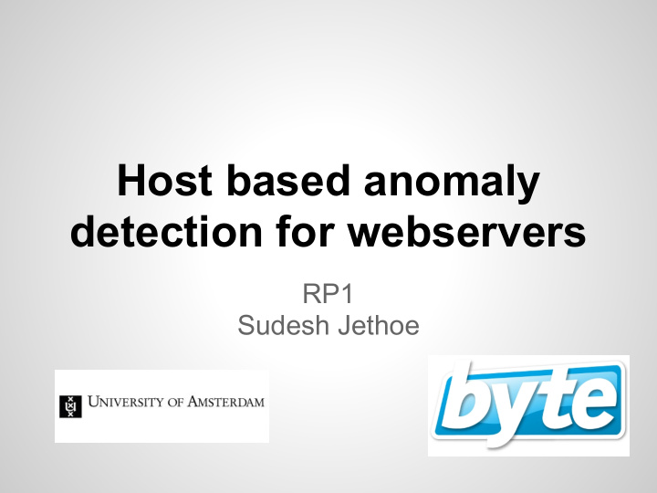 host based anomaly detection for webservers
