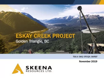 ESKAY CREEK PROJECT  Golde  den  n Tria  iang  ngle,  e, BC  TSX.V: SKE/OTCQX: SKREF  Nove  vembe