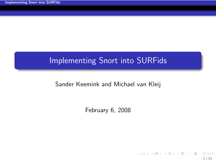implementing snort into surfids