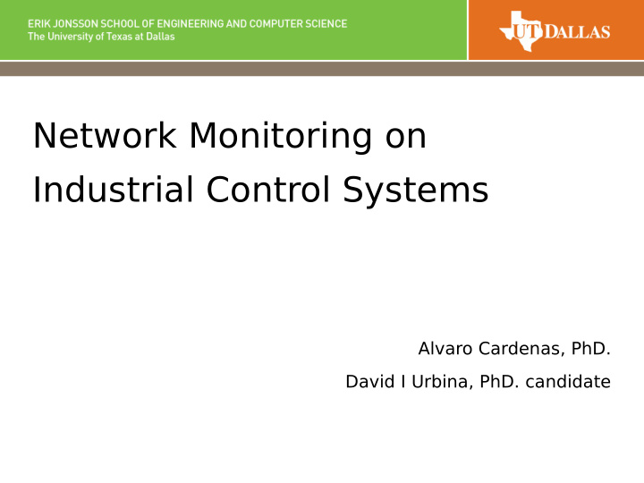network monitoring on industrial control systems