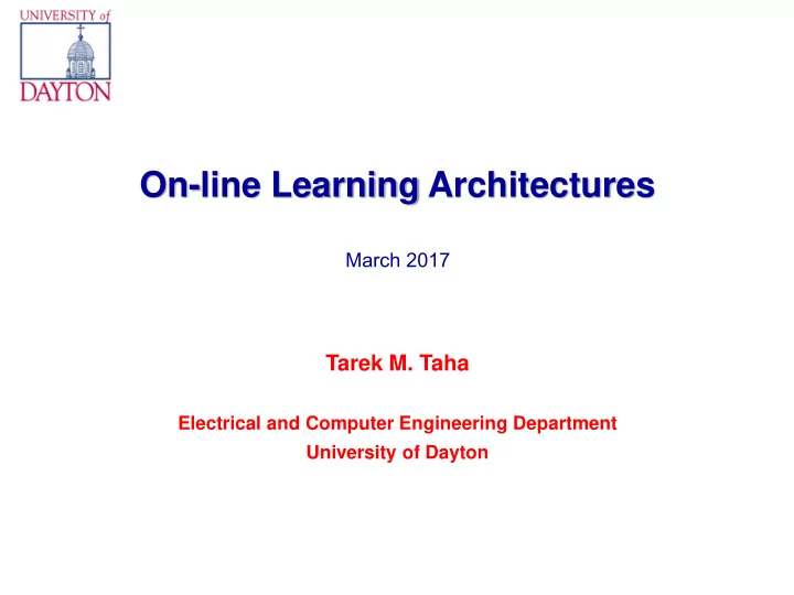 on line learning architectures