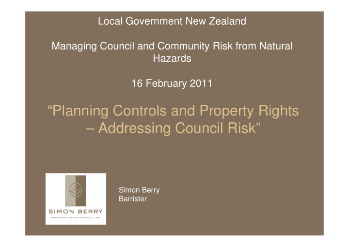 planning controls and property rights addressing council