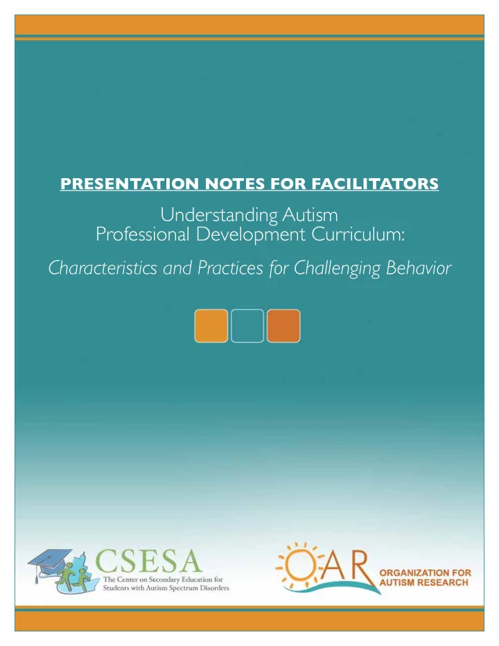 understanding autism professional development curriculum