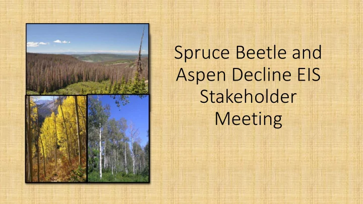 spruce beetle and aspen decline eis stakeholder meeting