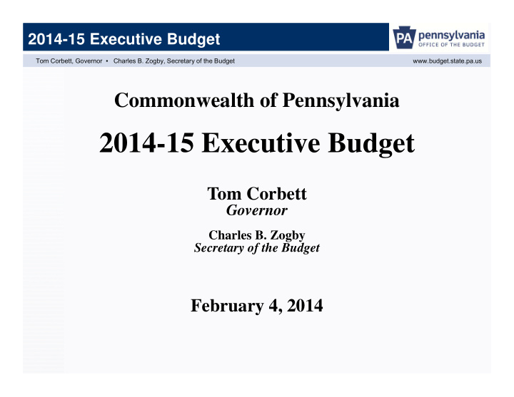 2014 15 executive budget