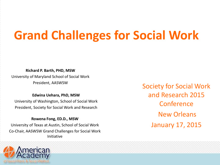 grand challenges for social work
