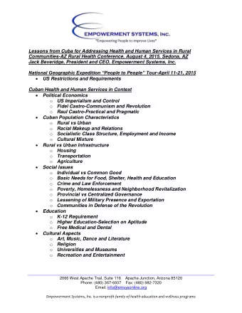 Lessons from Cuba for Addressing Health and Human Services in Rural  Communities-AZ Rural Health