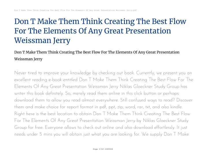 don t make them think creating the best flow for the