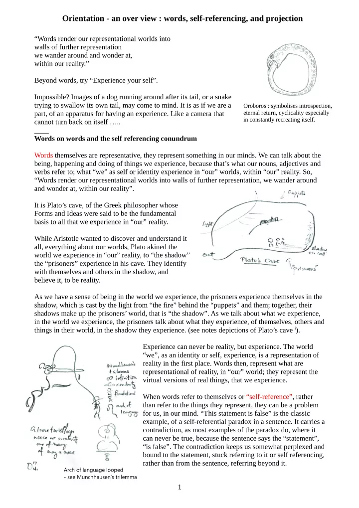 orientation an over view words self referencing and