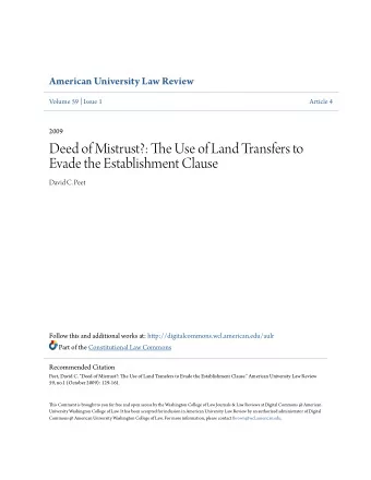 Deed of Mistrust?: Tie Use of Land Transfers to  Evade the Establishment Clause  David C. Peet