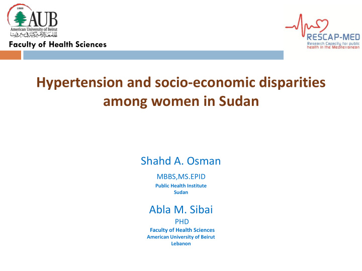 hypertension and socio economic disparities among women