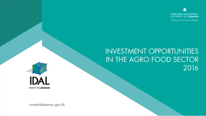 investment opportunities in the agro food sector 2016