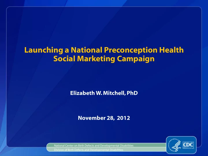 launching a national preconception health social