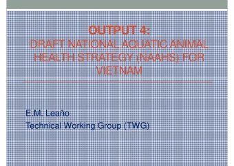 OUTPUT 4:  DRAFT NATIONAL AQUATIC ANIMAL  HEALTH STRATEGY (NAAHS) FOR  VIETNAM  E.M. Leao