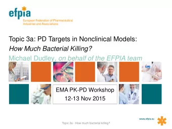 Topic 3a: PD Targets in Nonclinical Models:  How Much Bacterial Killing? Michael Dudley , on behalf